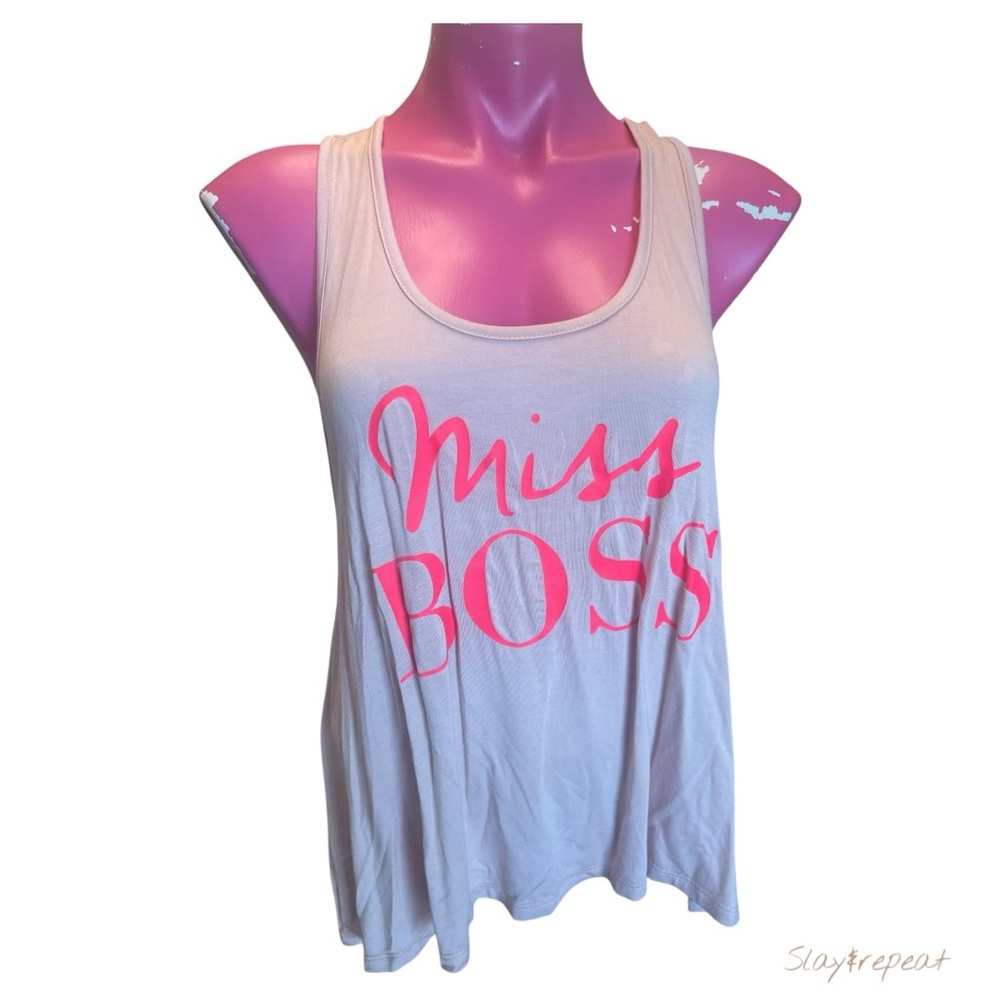 JnK Miss Boss Women’s Tank Top Large Graphic Racerback Tee Made in USA